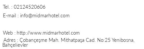 Midmar Hotel telefon numaralar, faks, e-mail, posta adresi ve iletiim bilgileri